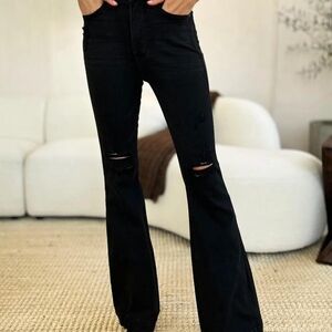 Judy Blue Black Distressed Flare Jeans